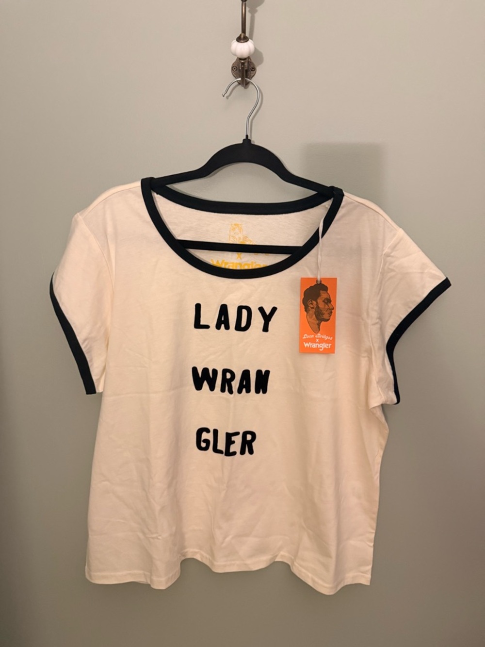 Wrangler x Leon Bridges White Tee with Black Trim